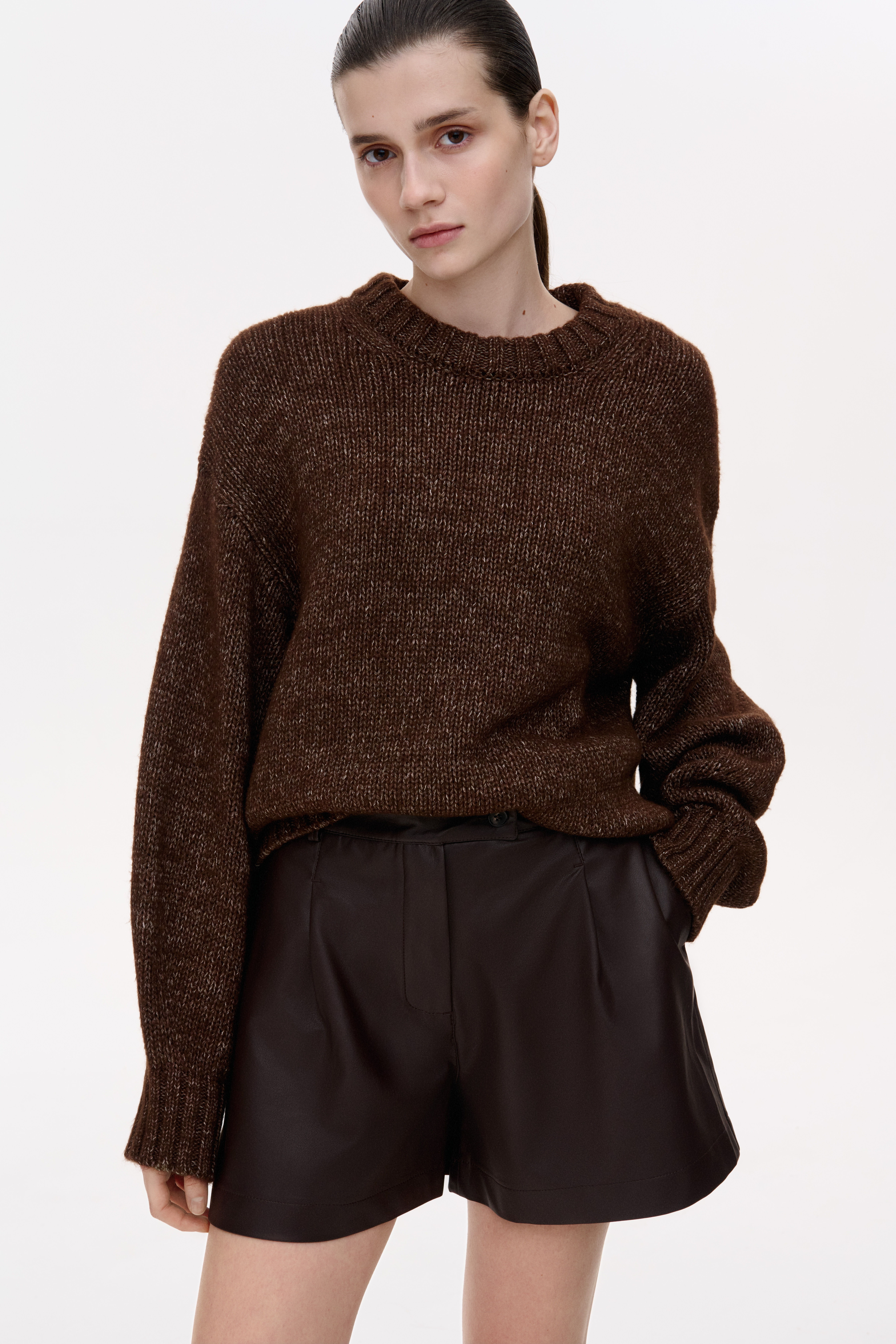 КЛАСИЧНІ МІНІ ШОРТИ З ЕКО ШКІРИ 1227-2 зображення